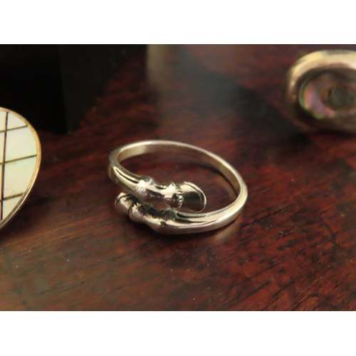 197 - Two Pairs of Cufflinks and Ladies Silver Ring Equine Motif