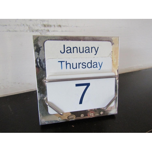 20 - Solid Silver Mounted Desk Diary with Day Date and Month Cards