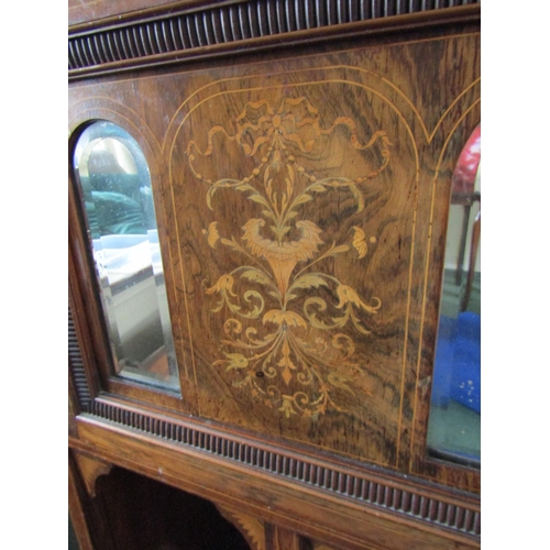 24 - Victorian Figured Walnut Marquetry Decorated Side Cabinet with Single Door Shelved Interior Approxim... 