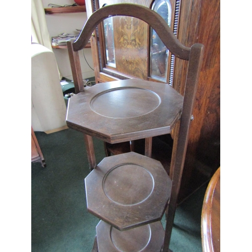 25 - Edwardian Three Tier Folding Cake Stand Approximately 11 Inches Wide x 32 Inches High