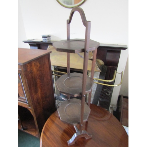 25 - Edwardian Three Tier Folding Cake Stand Approximately 11 Inches Wide x 32 Inches High