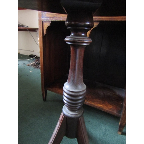 30 - Figured Mahogany Oval Form Tripod Occasional Table Turned Central Column Decoration Approximately 12... 