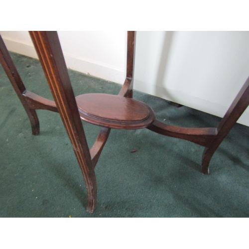 32 - Edwardian Mahogany Oval Form Occasional Table with Under Tier Approximately 17 Inches Wide x 29 Inch... 