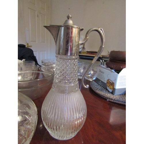 45 - Silver Plated Cleric Jug with Flying C Scroll Handles and Decanter with Stopper Tallest Approximatel... 