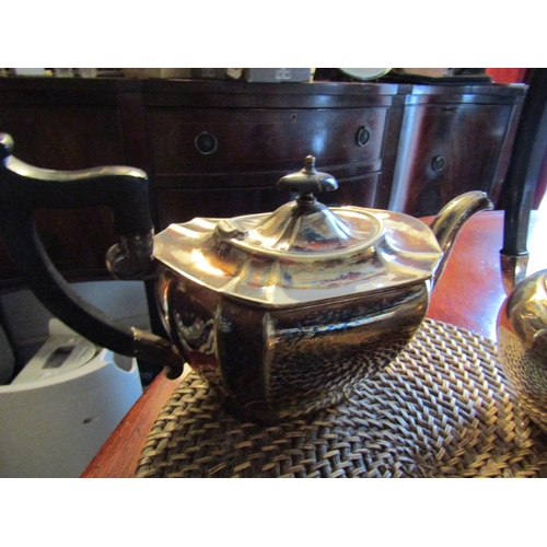 49 - Silver Plated Coffee Pot, Silver Plated Tea Pot and Silver Plated Wine Bottle Table Coaster Open Fre... 