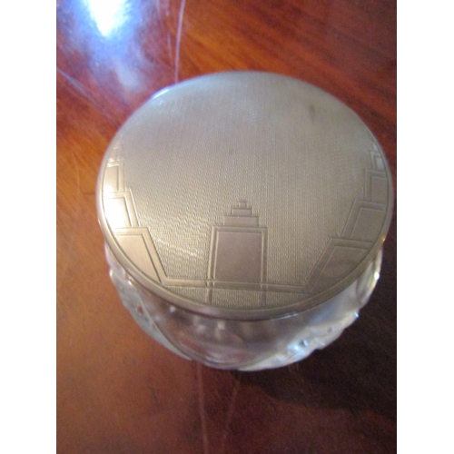 57 - Art Deco Silver Mounted Cut Crystal Table Jar Circular Form