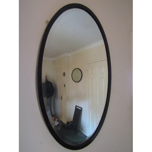 58 - Edwardian Oval Form Mirror Mahogany Framed Approximately 30 Inches High