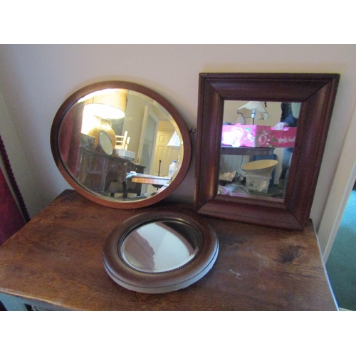 65 - Three Framed Mirrors Largest Approximately 16 Inches Diameter