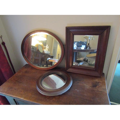 65 - Three Framed Mirrors Largest Approximately 16 Inches Diameter