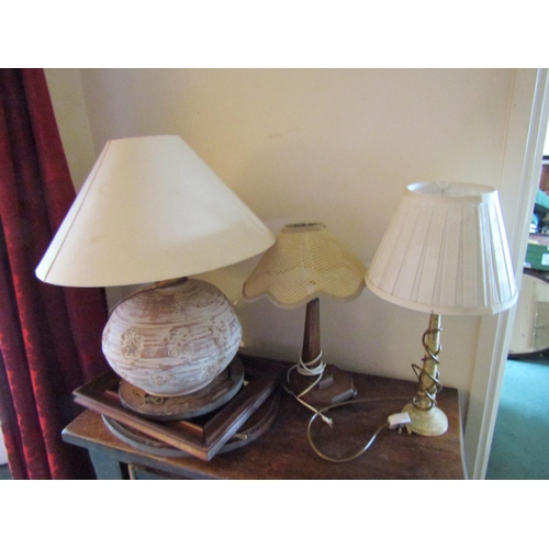 66 - Three Modern Table Lamps with Shades Tallest Approximately 20 Inches High