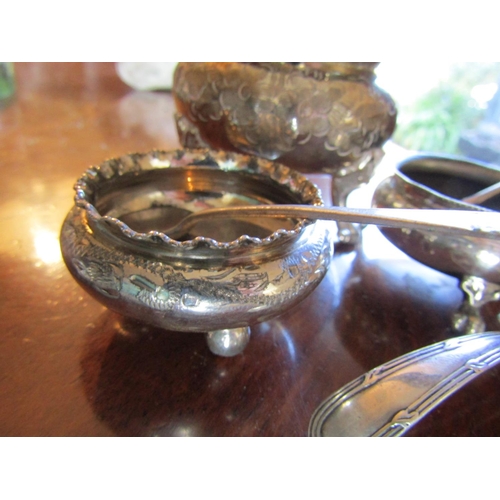 70 - Three Silver Plated Cruet with Strainer