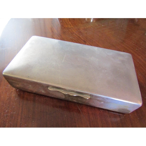 71 - Silver Cigar Box Rectangular Form Hinged Cover Approximately 6 Inches Wide