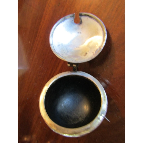 73 - Antique Silver Mustard Pot with Finial Mounted Hinged Cover