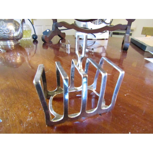 77 - Silver Edwardian Toast Rack with Integral Carry Handle