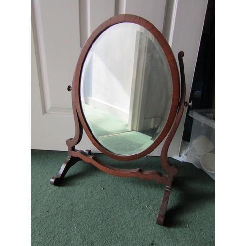 82 - Edwardian Mahogany Framed Oval Form Table Mirror Approximately 24 Inches High