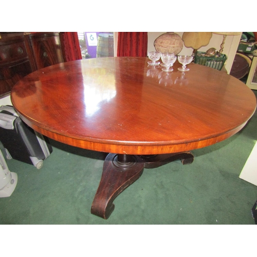 84 - William IV Figured Mahogany Circular Form Table Resting on Original Tri Pillar Supports Approximatel... 