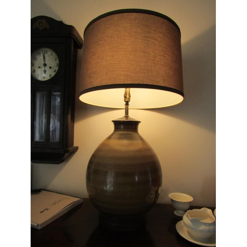 88 - Vintage Fired Earthenware Table Lamp of Large Size Electrified Working Order Approximately 32 Inches... 