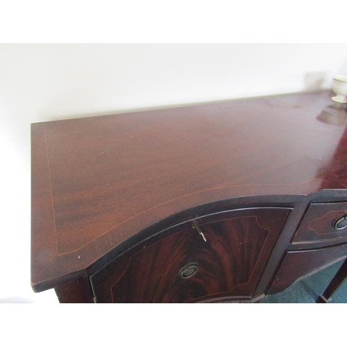 90 - Antique Figured Mahogany Serpentine Front Side Ward Central Drawer with Cupboard End Supports Approx... 