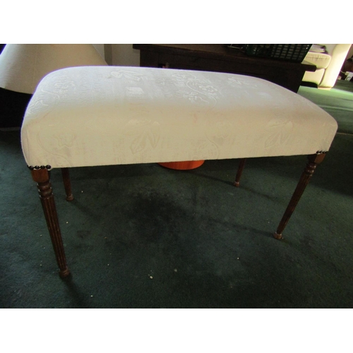 93 - Antique Upholstered Stool or Window Seat Turn Mahogany Supports Approximately 3ft Wide