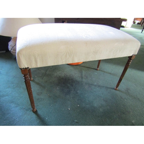 93 - Antique Upholstered Stool or Window Seat Turn Mahogany Supports Approximately 3ft Wide