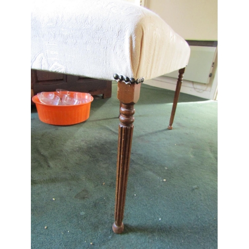 93 - Antique Upholstered Stool or Window Seat Turn Mahogany Supports Approximately 3ft Wide