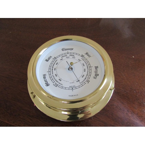 95 - Brass Band Wall Barometer Approximately 5 Inches Diameter