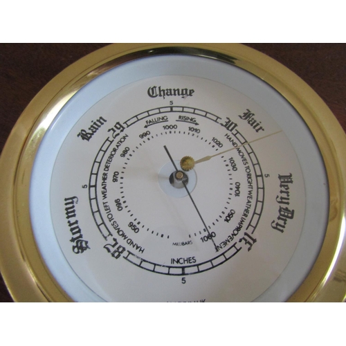 95 - Brass Band Wall Barometer Approximately 5 Inches Diameter