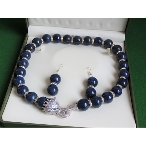 100 - Lapis Lazuli Ladies Necklace with Matching Earrings Contained within Original Presentation Box Clasp... 