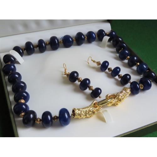 103 - Midnight Blue Sapphire Ladies Necklace with Matching Earring in Original Presentation Box Clasp with... 