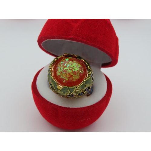 104 - Five Silver Stamped 925 Ladies Rings with Various Gems in Velvet Red Rose Presentation Boxes