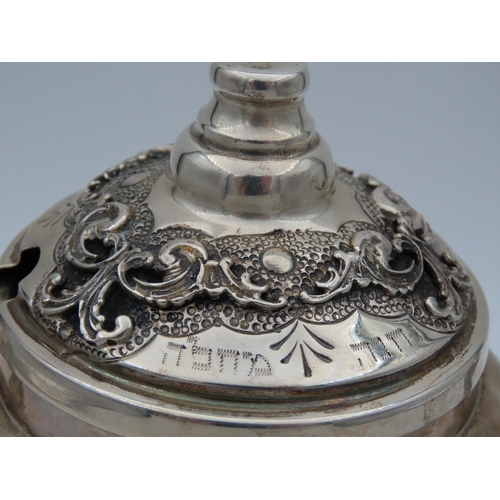 106 - Solid Silver Mounted Sugar Bowl with Crystal Liner Further Silver Decorated  Cover Good Condition wi... 