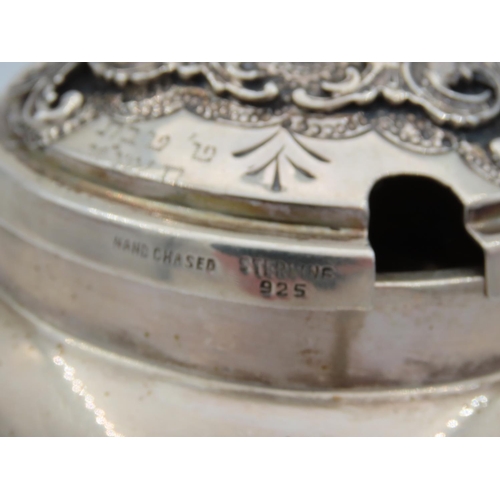 106 - Solid Silver Mounted Sugar Bowl with Crystal Liner Further Silver Decorated  Cover Good Condition wi... 