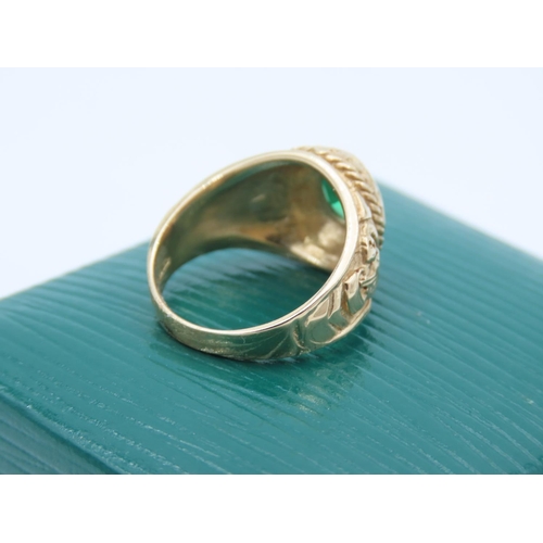 108 - 9 Carat Gold University Ring with Green Gemstone Ring Size H