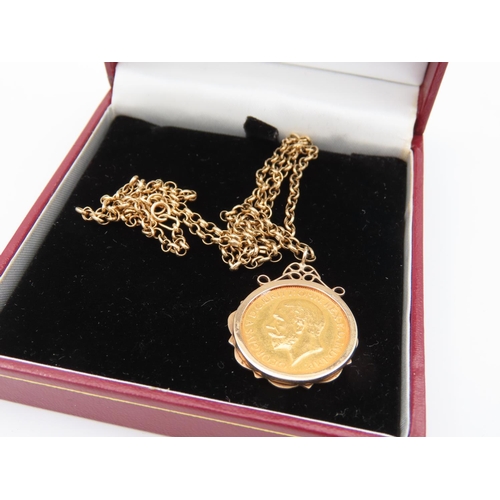 11 - Full Sovereign Dated 1931 Mounted in 9 Carat Gold Case with Chain 9 Carat Yellow Gold Approximately ... 