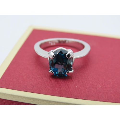 111 - Ladies Apatite Solitaire Ring Mounted on 18 Carat White Four Claw Setting Ring Size J