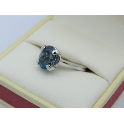 111 - Ladies Apatite Solitaire Ring Mounted on 18 Carat White Four Claw Setting Ring Size J