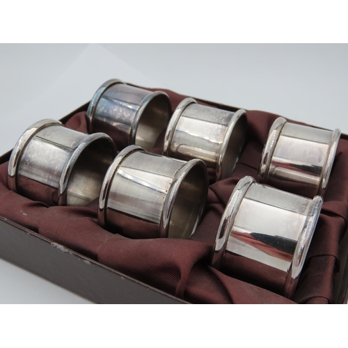 117 - Six Napkin Rings Good Quality Mounted on Original Presentation Box Unmarked