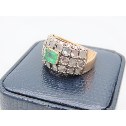 118 - Emerald and Diamond Ladies Ring Attractively Detailed Mounted on 18 Carat Yellow Gold Band Ring Size... 