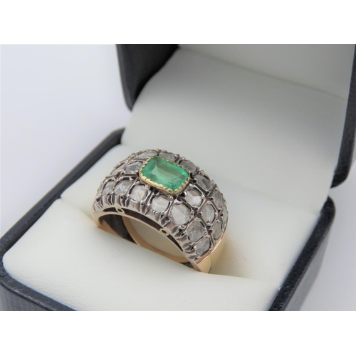 118 - Emerald and Diamond Ladies Ring Attractively Detailed Mounted on 18 Carat Yellow Gold Band Ring Size... 