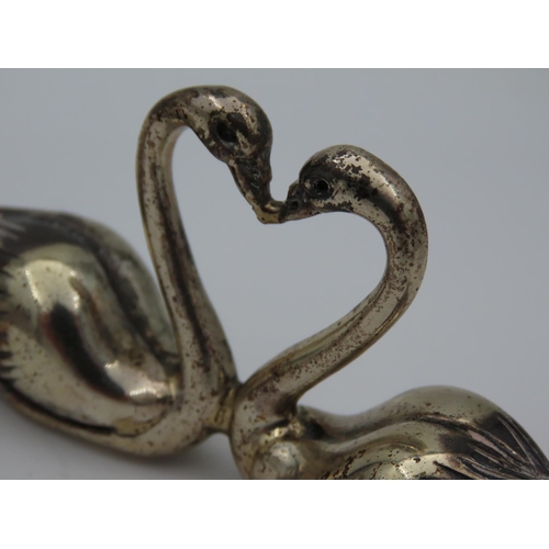 122 - Pair of Silver Lover Swan Figures Each Hallmarked 900