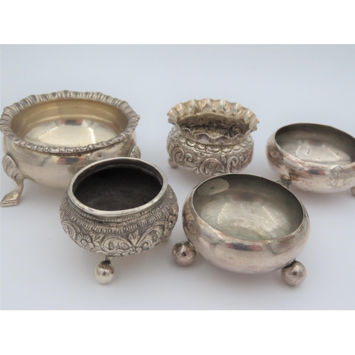 124 - Four Silver Salt Cellars and One Unmarked Anglo Indian Cellar Probably Silver