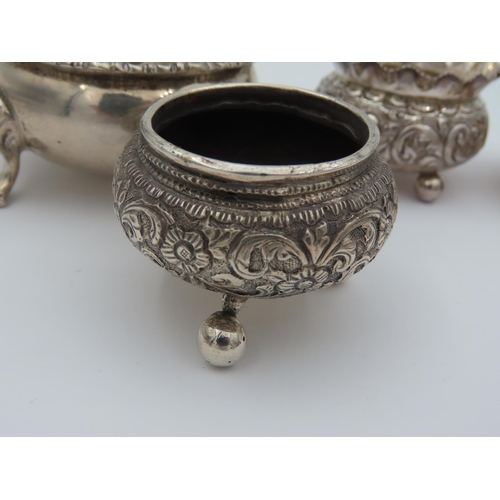 124 - Four Silver Salt Cellars and One Unmarked Anglo Indian Cellar Probably Silver