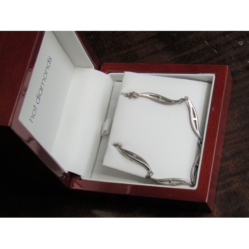 132 - Diamond Set Ladies Silver Bracelet Contained within Original Presentation Box