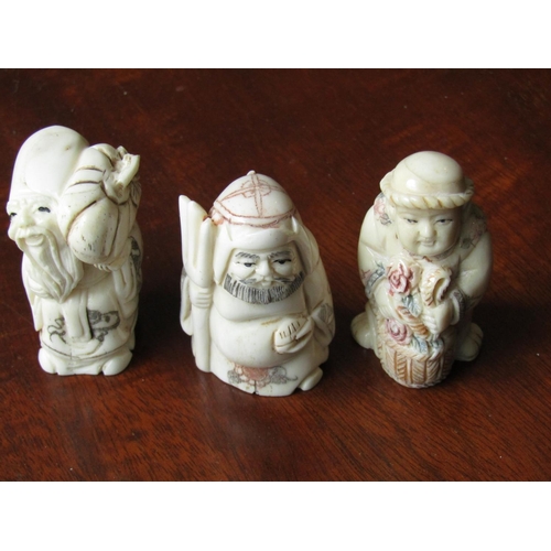 138 - Three Carved Oriental Netsuke Each Approximately 5cm High