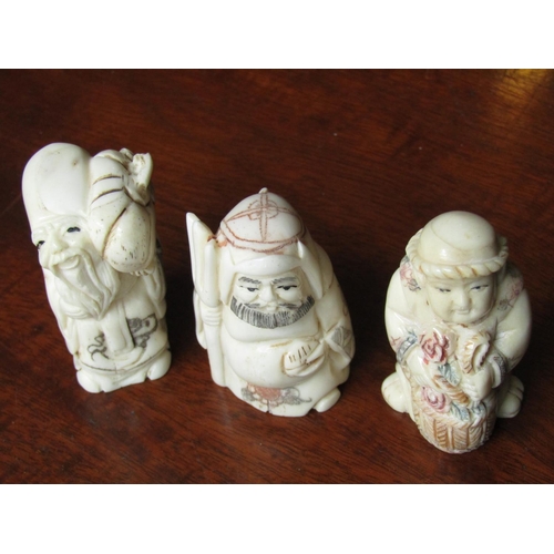 138 - Three Carved Oriental Netsuke Each Approximately 5cm High