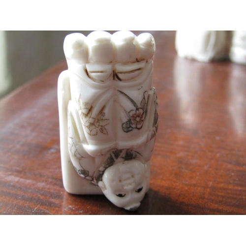 139 - Three Carved Oriental Netsuke Each Approximately 5cm High