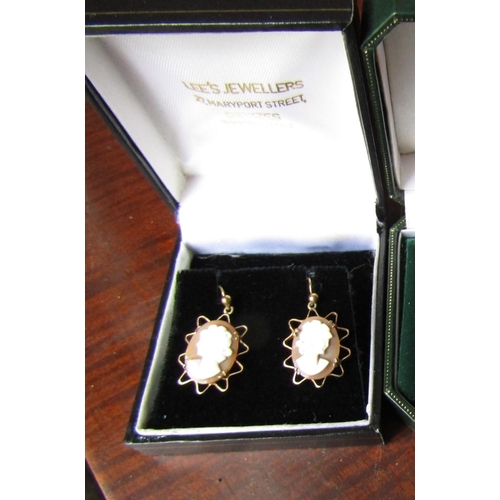 141 - Pair of Vintage 9 Carat Yellow Gold Mounted Cameo Earrings