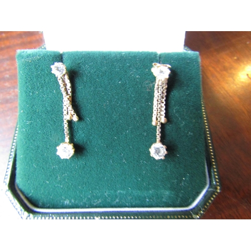 142 - Pair of 9 Carat Gold Set Ladies Drop Earrings Tassel Form with Silver Set Ladies Cabochon Cut Gemsto... 