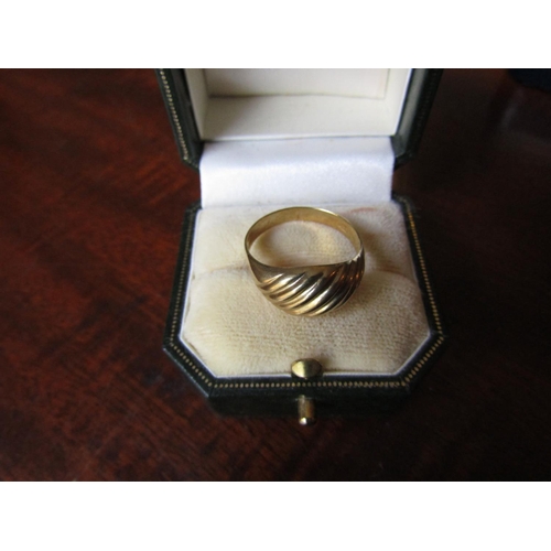 144 - 9 Carat Yellow Gold Twist Motif Signet Style Ring Attractively Detailed Ring Size R and a Half