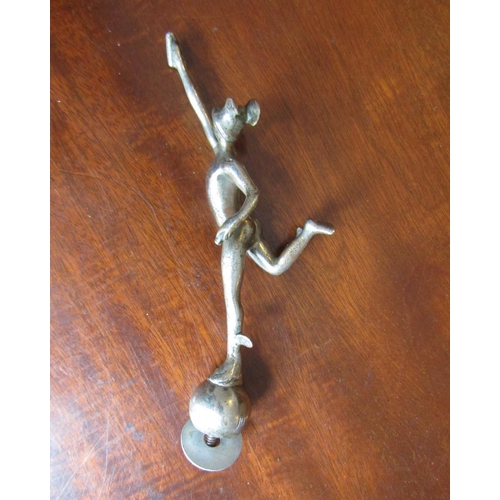 150 - Early 20th Century Chrome Car Mascot in the Form of Mercury on a Sphere Approximately 17cm High